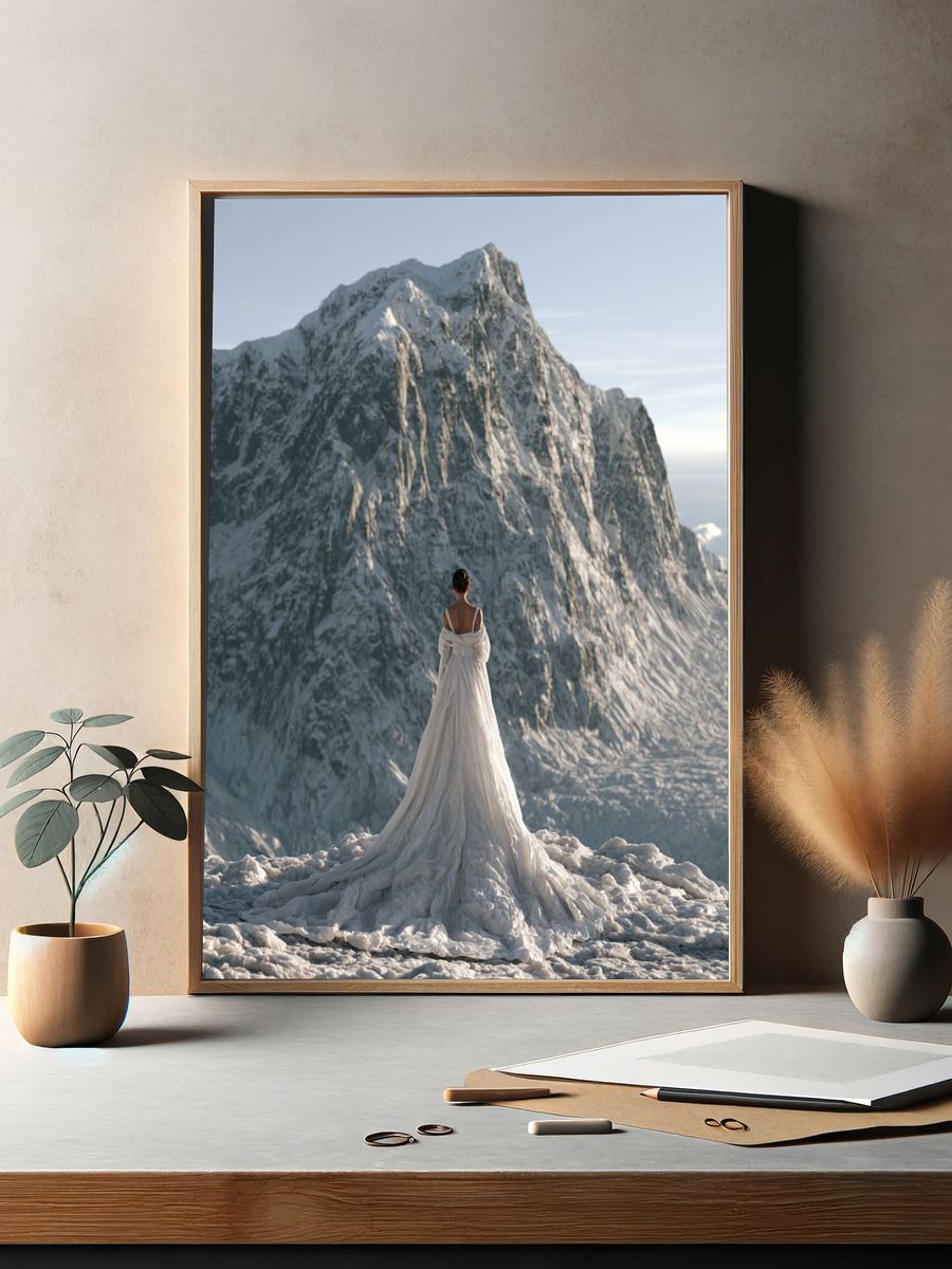 Snowy Mountain Bride Photography Poster. — room view 2
