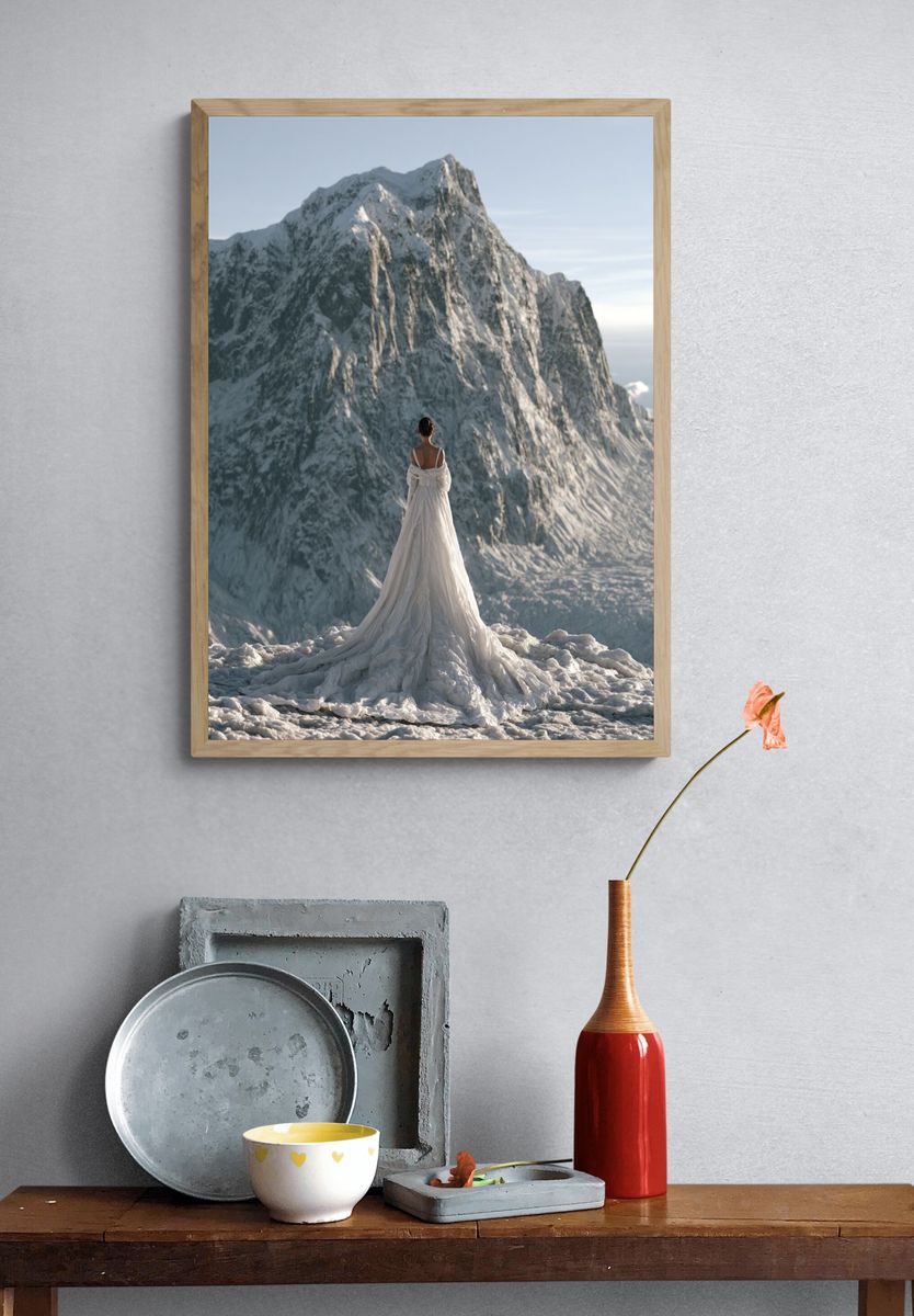 Snowy Mountain Bride Photography Poster. — room view 3