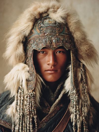 Mongolian Warrior Portrait Print. poster print