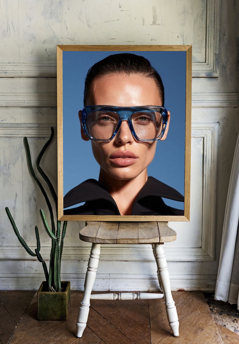 Blue Glasses Portrait Photography Poster. — room view 1