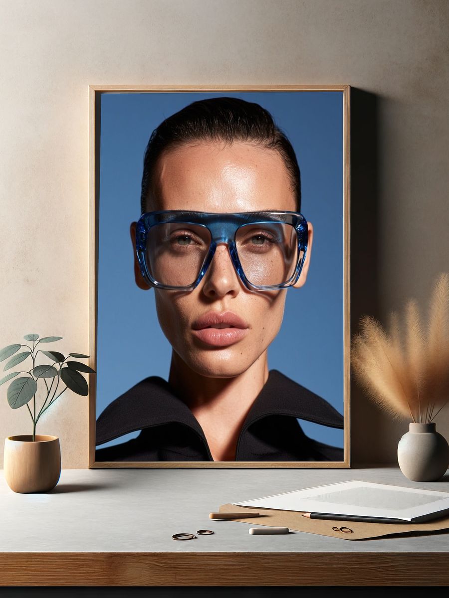 Blue Glasses Portrait Photography Poster. — room view 2