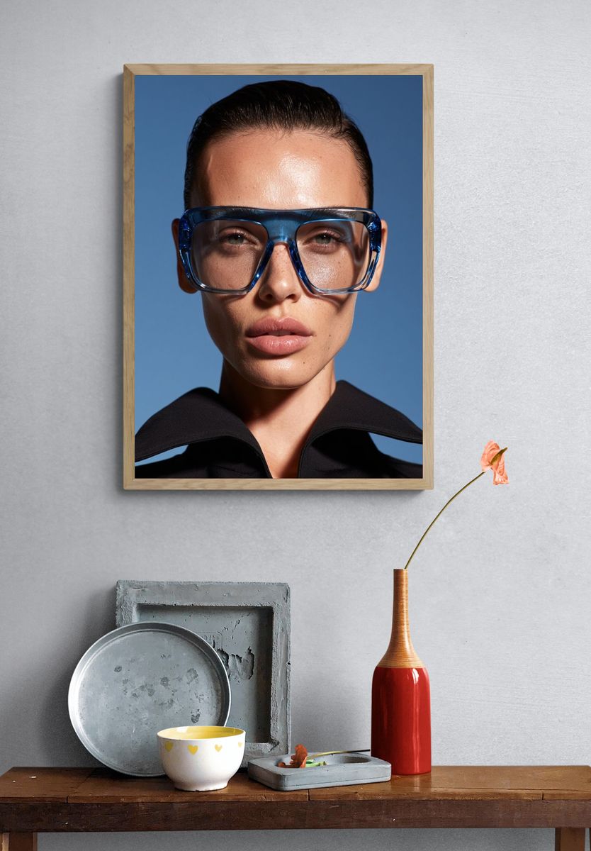 Blue Glasses Portrait Photography Poster. — room view 3