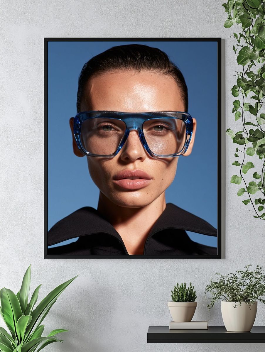 Blue Glasses Portrait Photography Poster. — room view 4