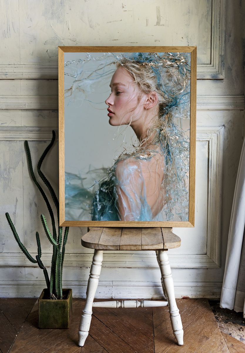 Water Veil Portrait Photography Poster. — room view 1
