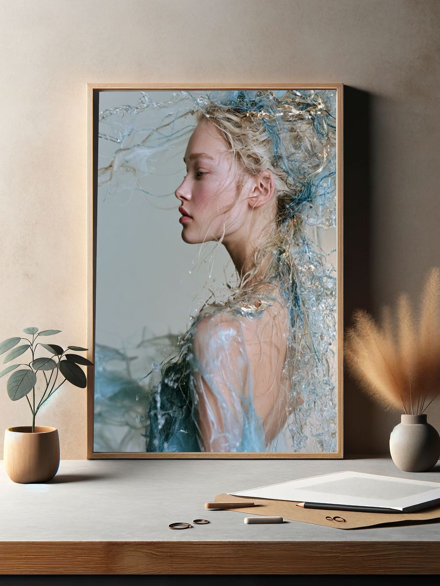 Water Veil Portrait Photography Poster. — room view 2