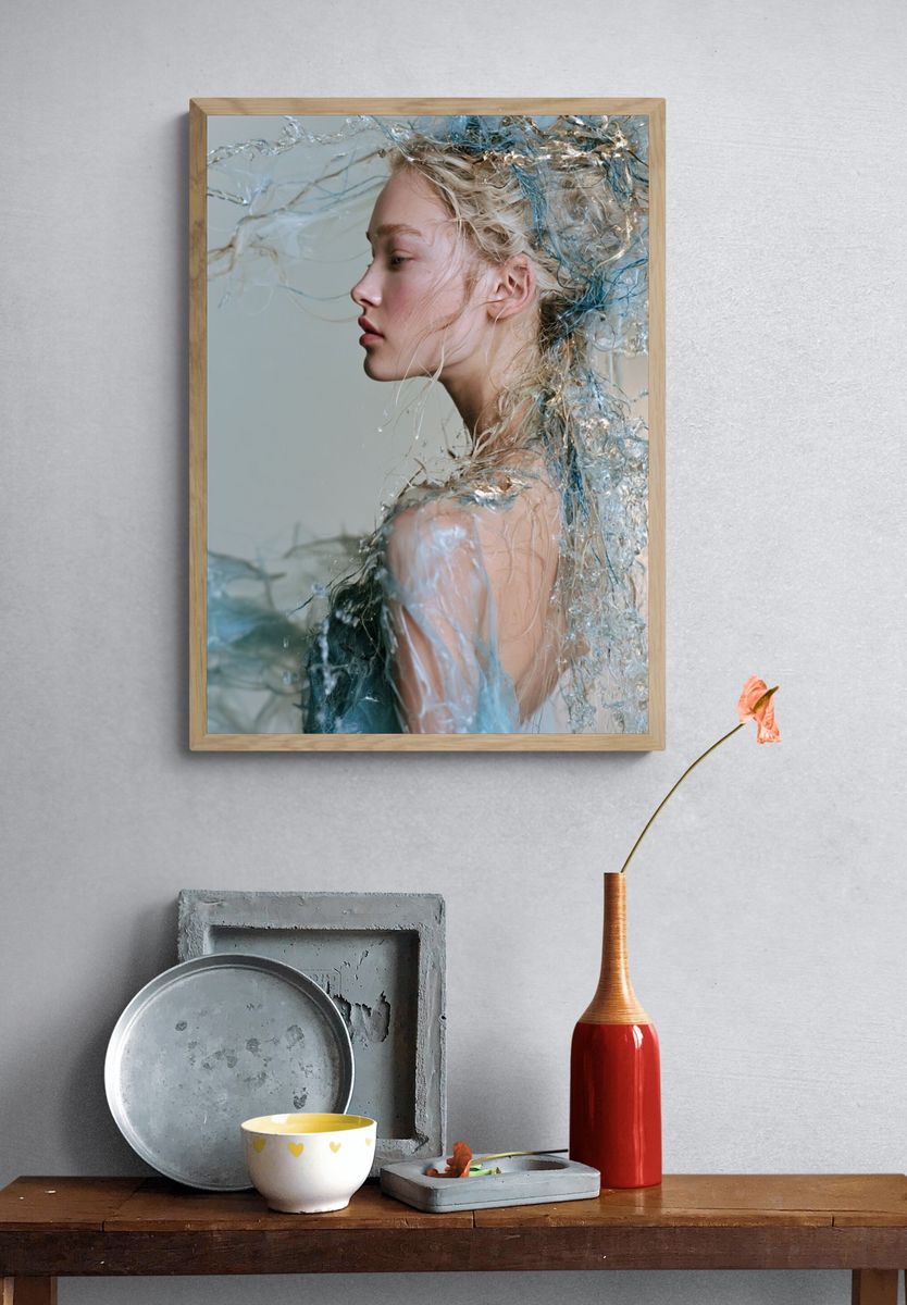 Water Veil Portrait Photography Poster. — room view 3
