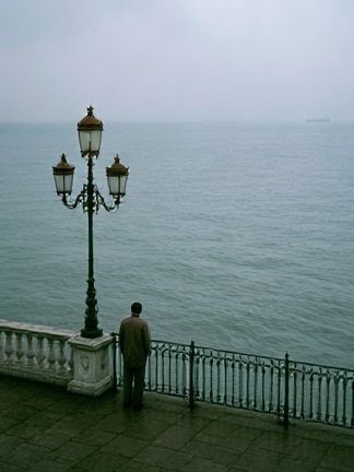 Misty Seaside Promenade Photography Poster. poster detail