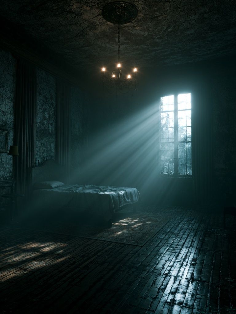 Haunted Bedroom Light Beam Poster. poster — photography art