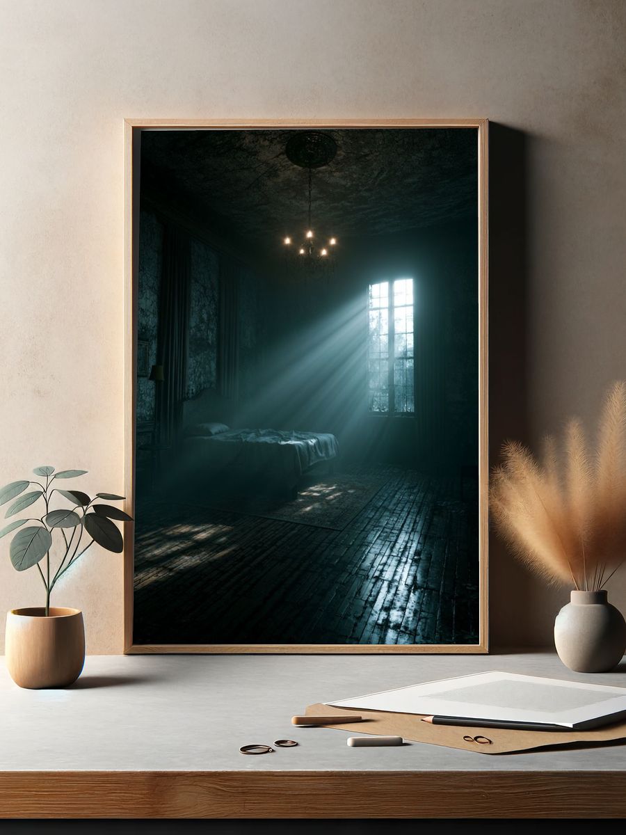 Haunted Bedroom Light Beam Poster. — room view 2
