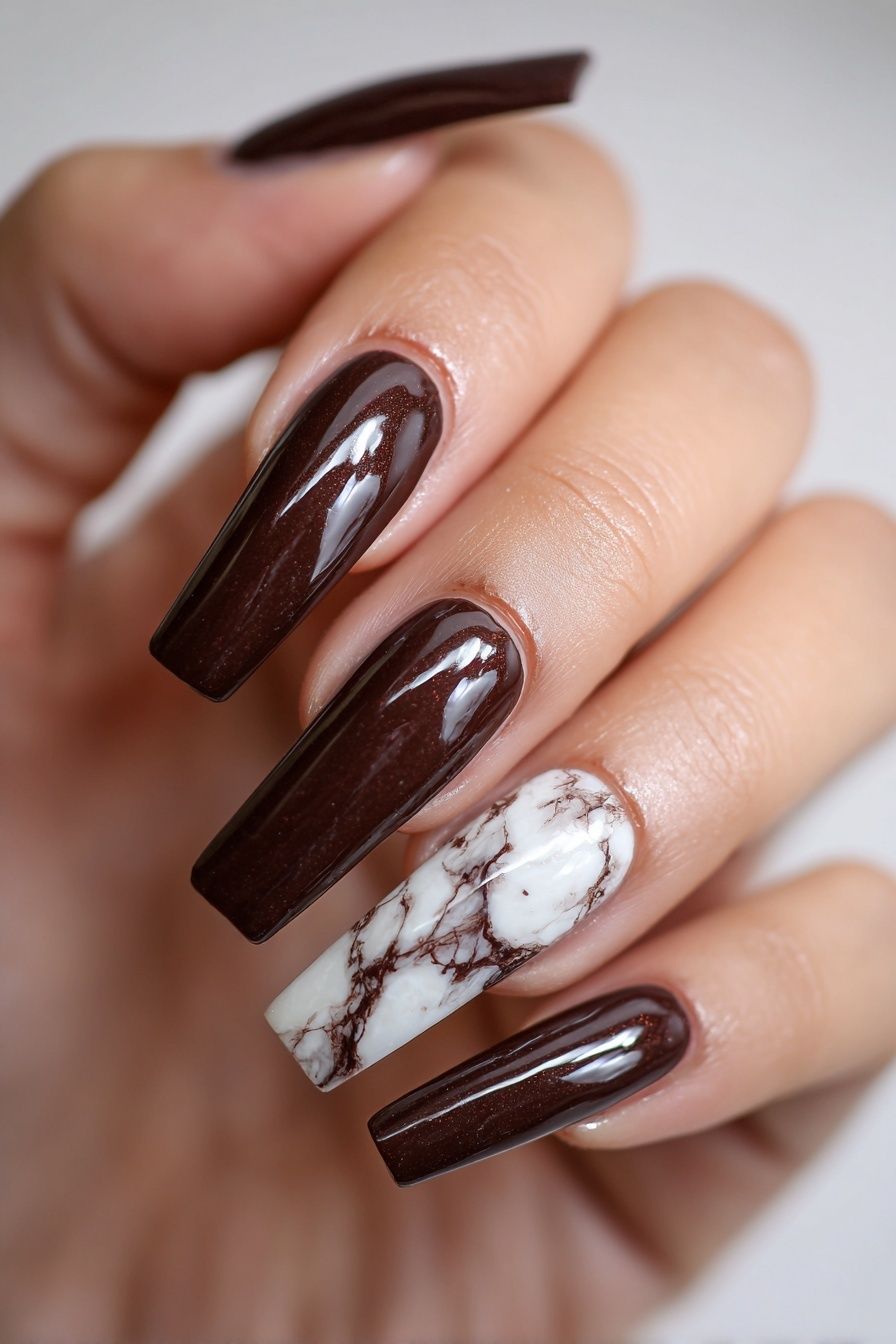 Chocolate Marble Nails Photography Poster. poster detail