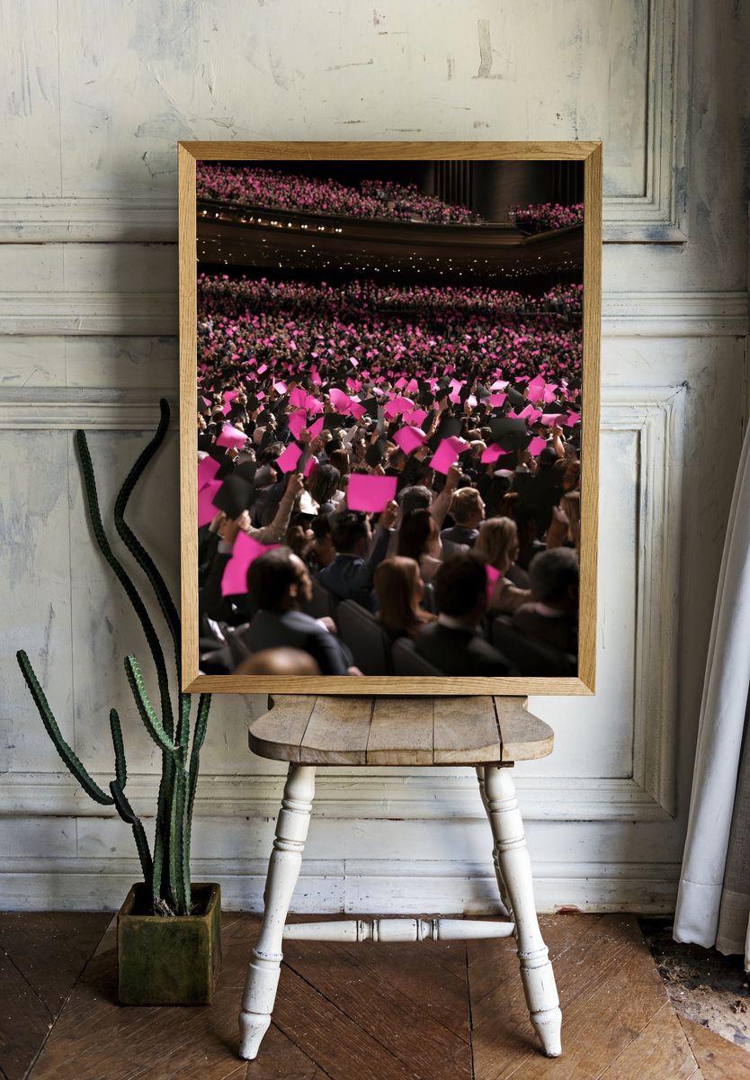 Pink Crowd Rally Photography Poster. — room view 1