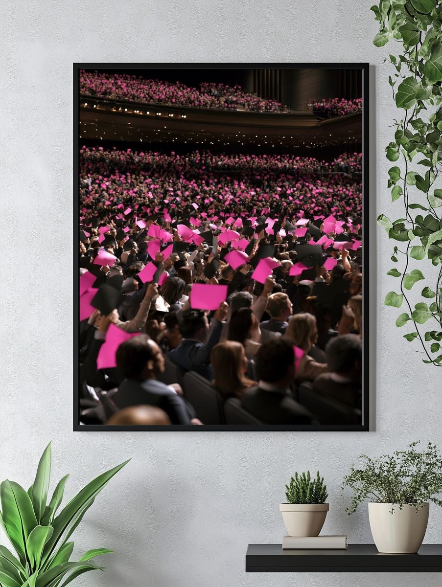 Pink Crowd Rally Photography Poster. — room view 4