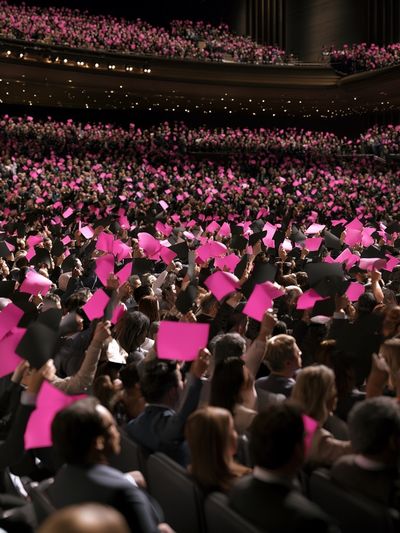 Pink Crowd Rally Photography Poster.