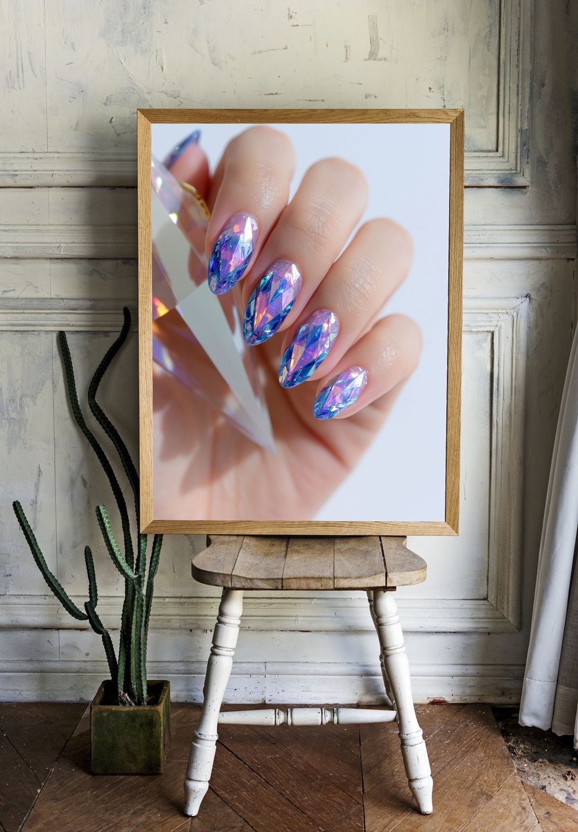 Iridescent Crystal Nails Photography Poster. — room view 1