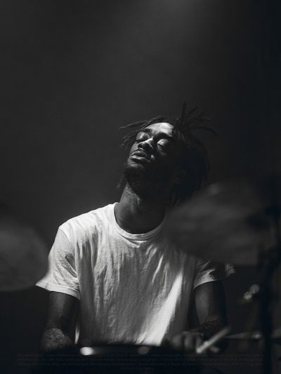 Moody Drummer Portrait Print. poster