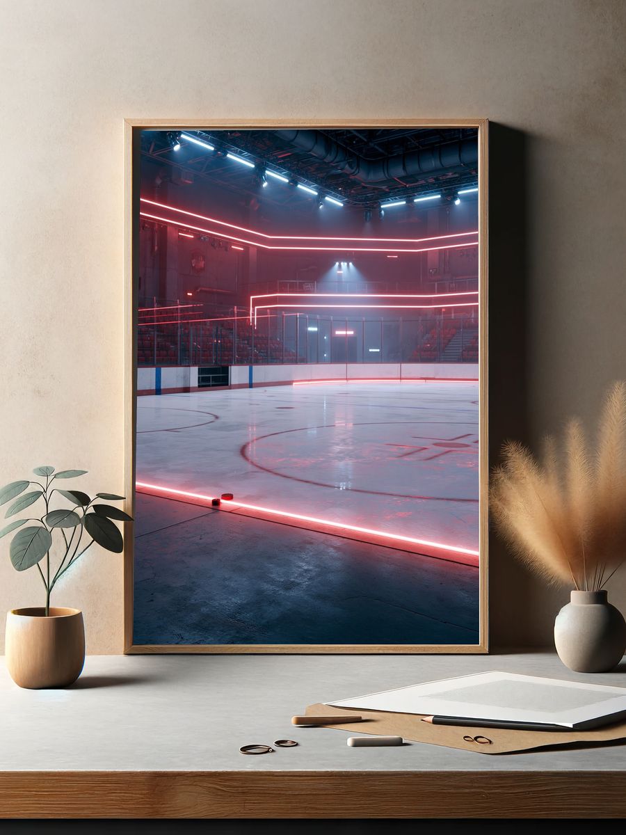 Neon Ice Rink Interior Poster. — room view 2