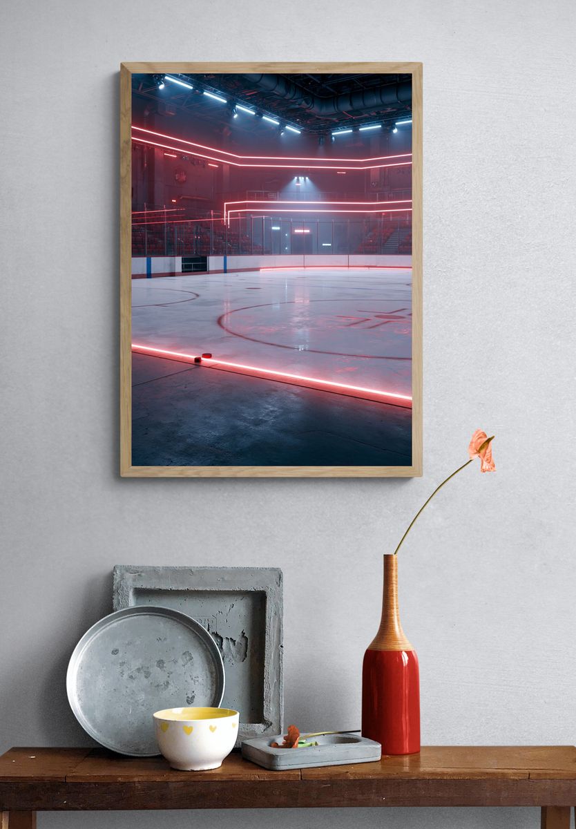 Neon Ice Rink Interior Poster. — room view 3