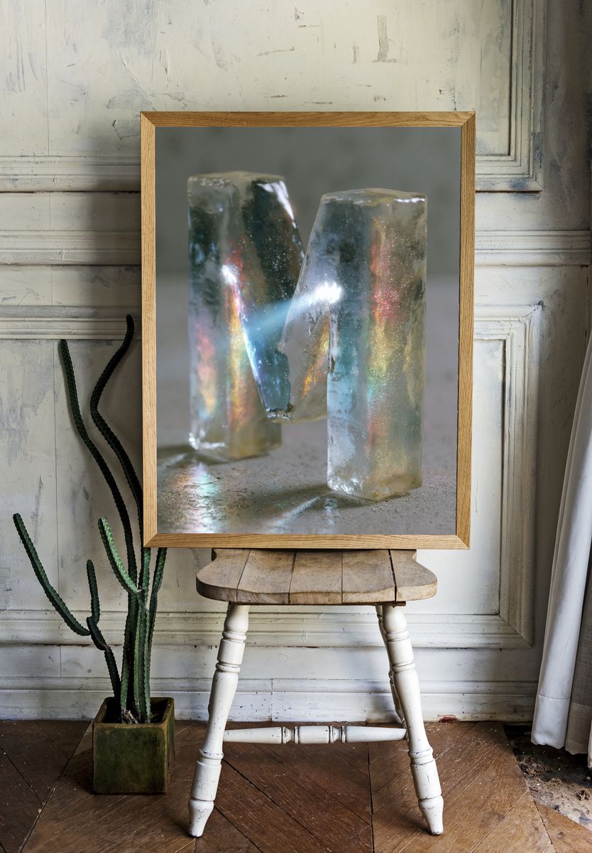 Iridescent Crystal Sculpture Print. — room view 1