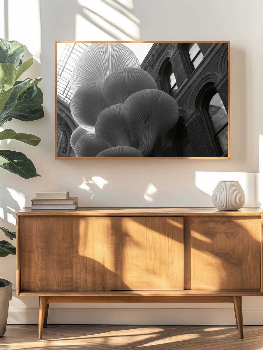 Urban Mushroom Sculpture Photography Poster. — room view 3