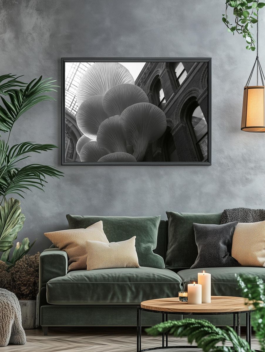 Urban Mushroom Sculpture Photography Poster. — room view 4