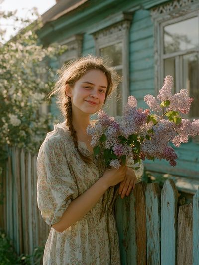 Girl with Lilacs Photography Poster.