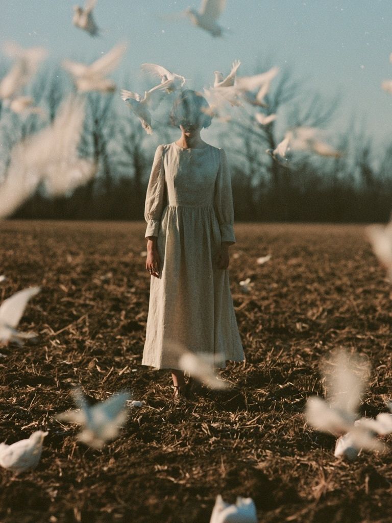 Dreamlike Dove Field Photography Poster. poster detail