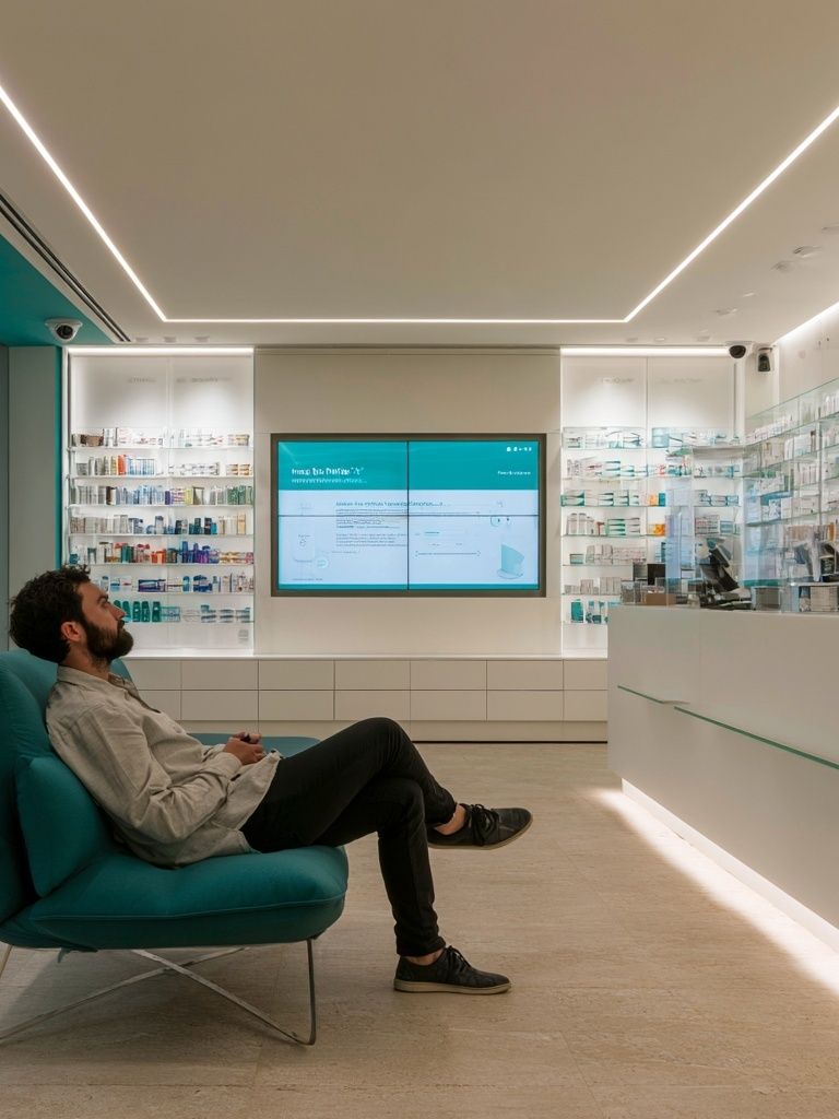 Modern Pharmacy Interior Photography Poster. poster detail