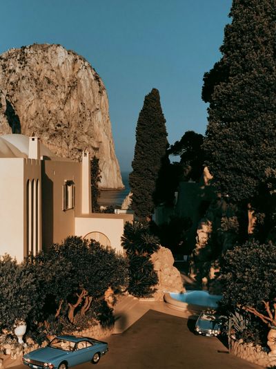 Mediterranean Cliffside Villa Photography Poster. poster