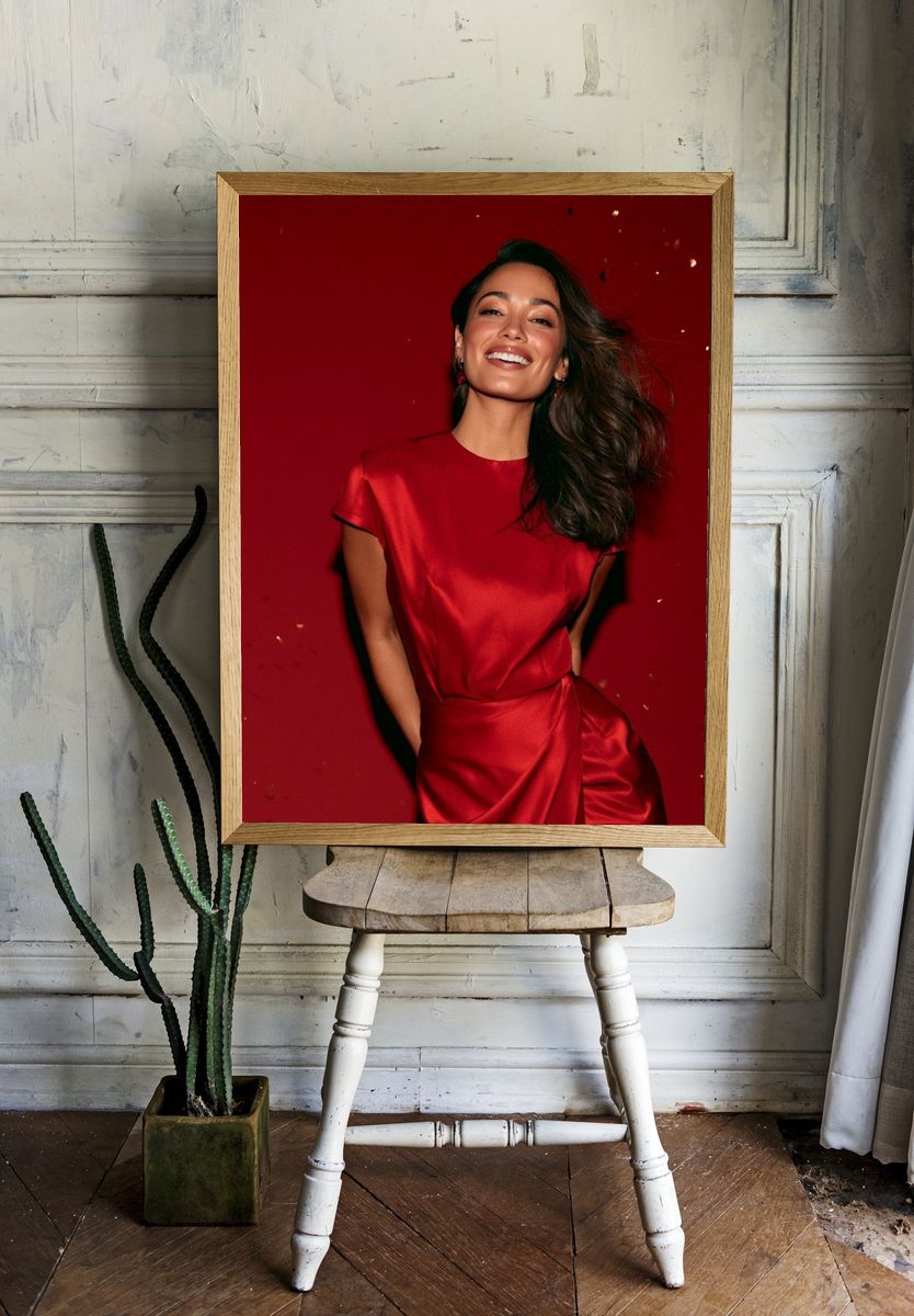 Red Satin Portrait Poster. room preview