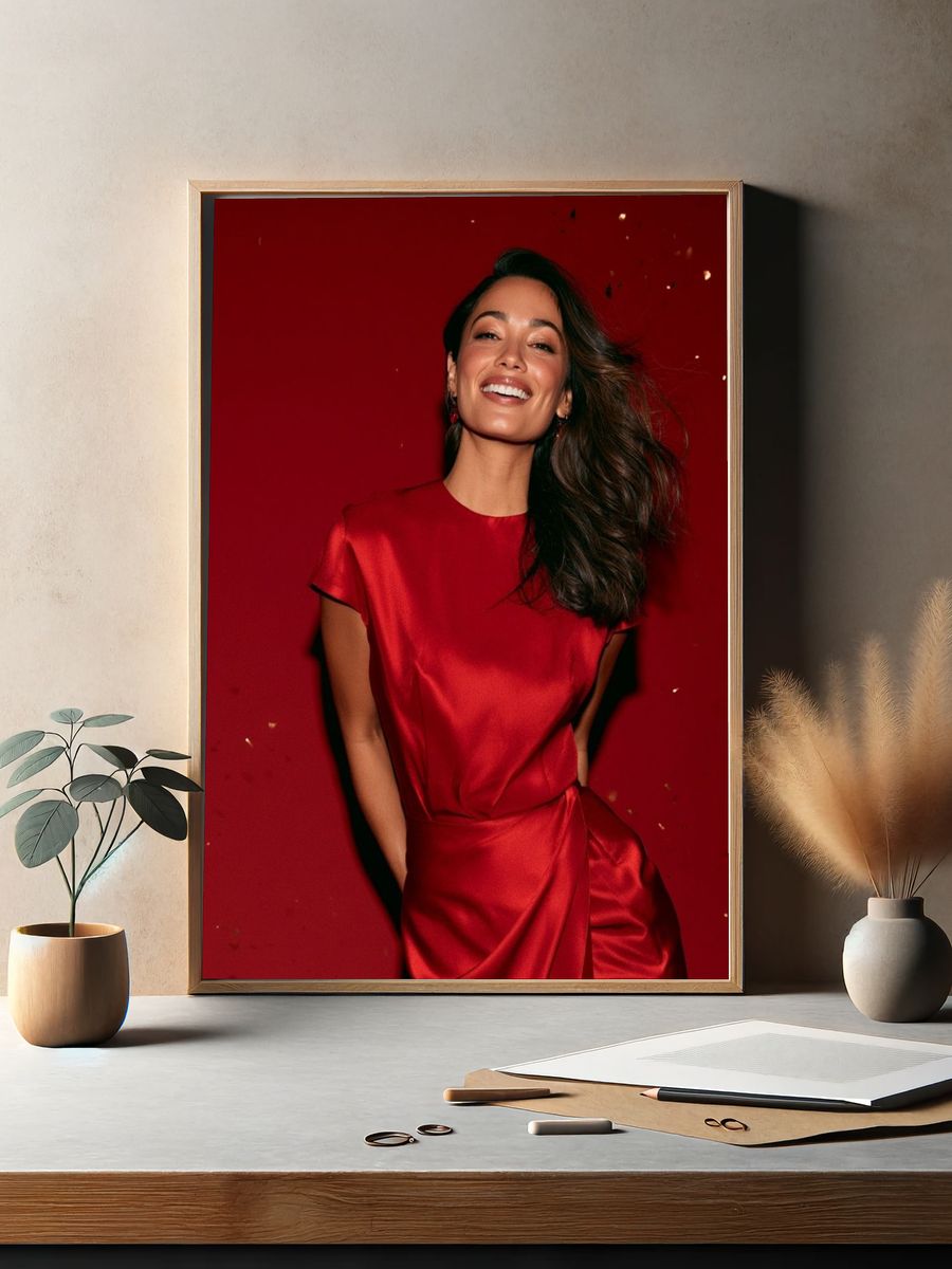 Red Satin Portrait Poster. — room view 2