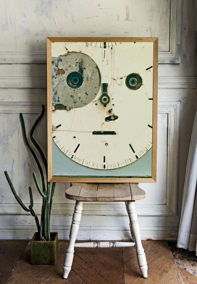 Industrial Clock Face Photography Print. — room view 1