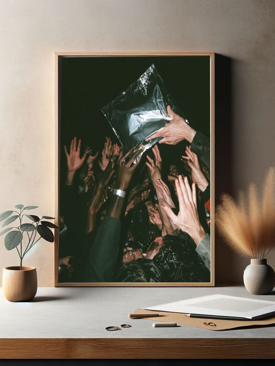 Crowd Hands Night Photography Poster. — room view 2