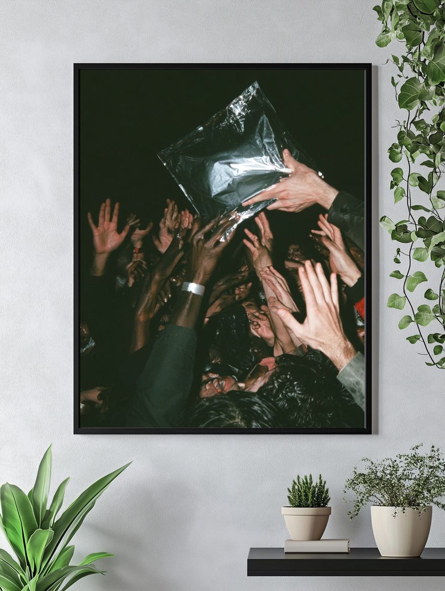 Crowd Hands Night Photography Poster. — room view 4
