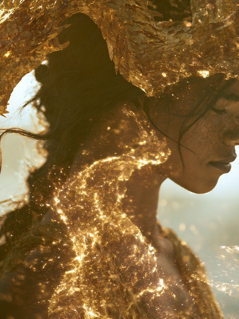 Golden Woman Portrait Print. poster — photography art