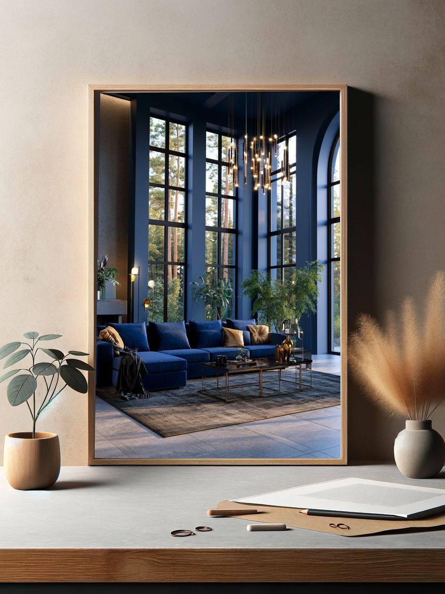Modern Blue Living Room Photography Poster. — room view 2