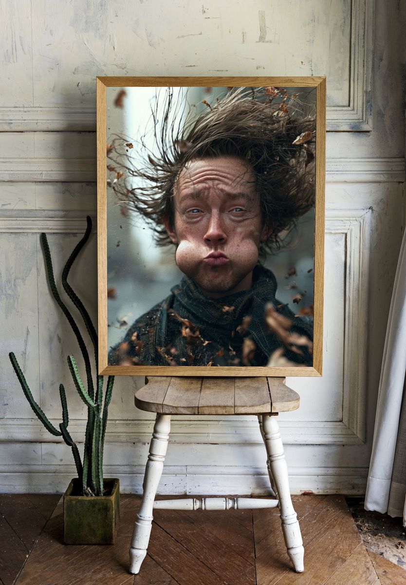 Surreal Windblown Portrait Print. — room view 1