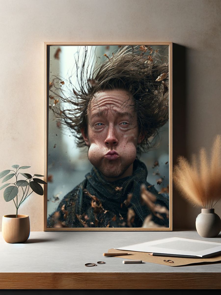 Surreal Windblown Portrait Print. — room view 2