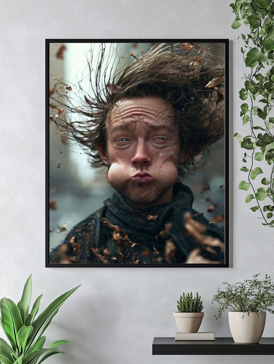 Surreal Windblown Portrait Print. — room view 4
