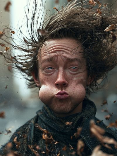 Surreal Windblown Portrait Print.