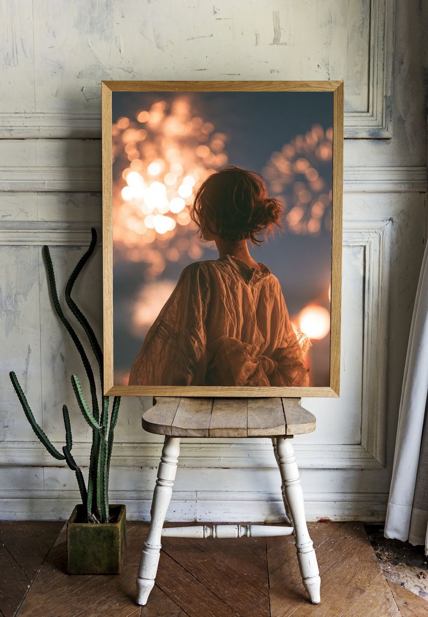 Fireworks Silhouette Photography Poster. — room view 1