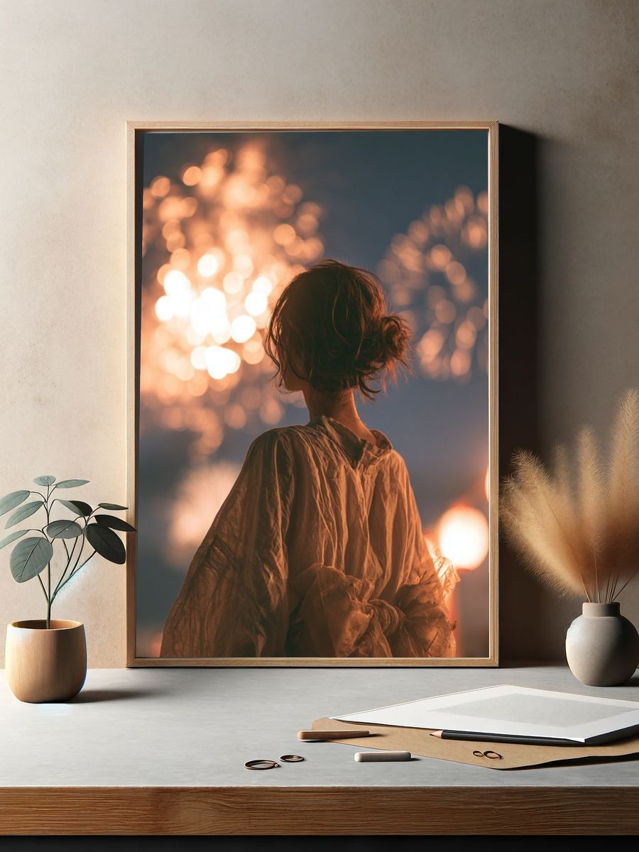 Fireworks Silhouette Photography Poster. — room view 2