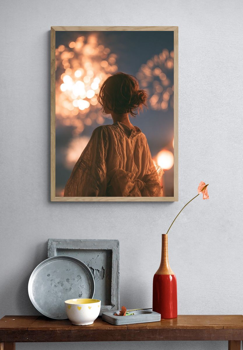 Fireworks Silhouette Photography Poster. — room view 3