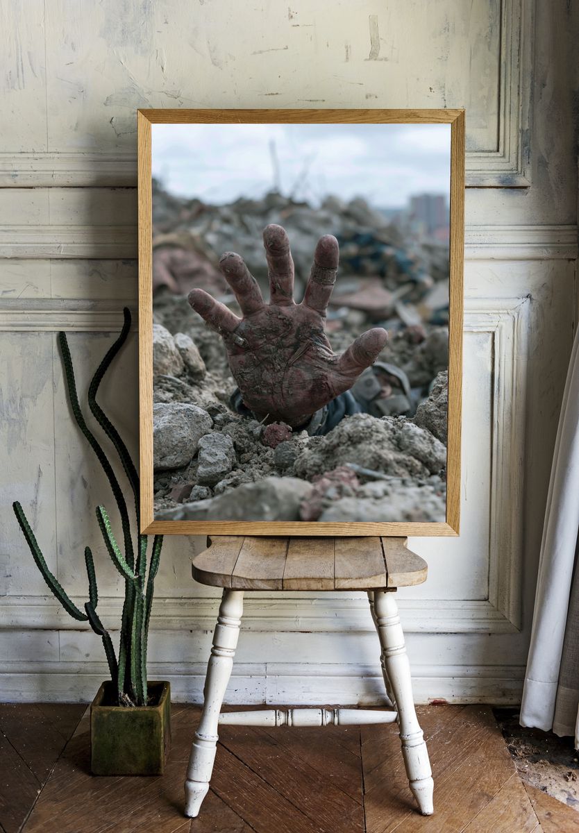Buried Hand Photography Poster. room preview