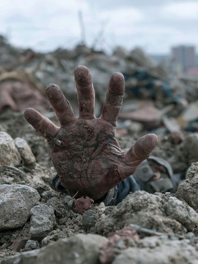 Buried Hand Photography Poster.