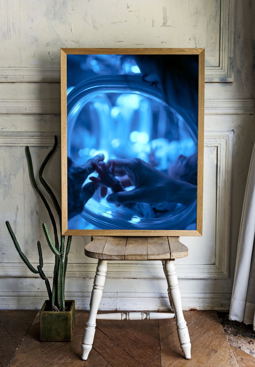 Newborn Hand in Incubator Photography Poster. — room view 1