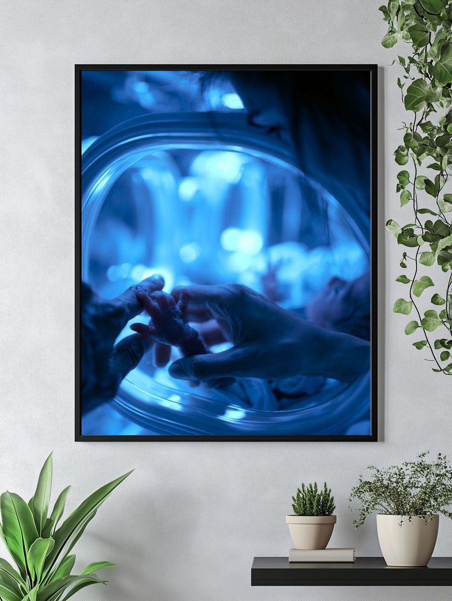 Newborn Hand in Incubator Photography Poster. — room view 4