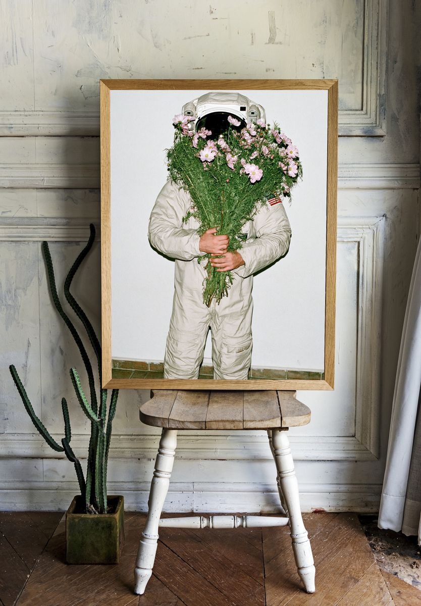 Astronaut Bouquet Photography Poster. room preview