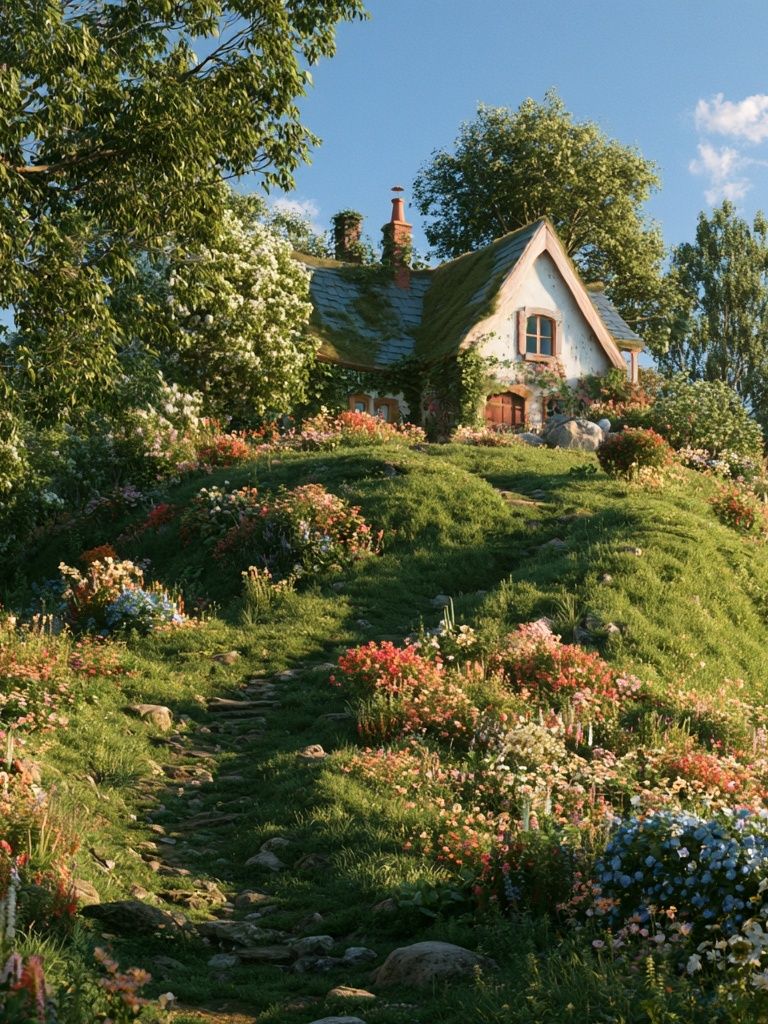 Flower Cottage Garden Photography Poster. poster — photography art