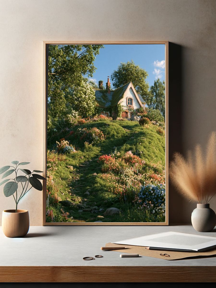 Flower Cottage Garden Photography Poster. — room view 2