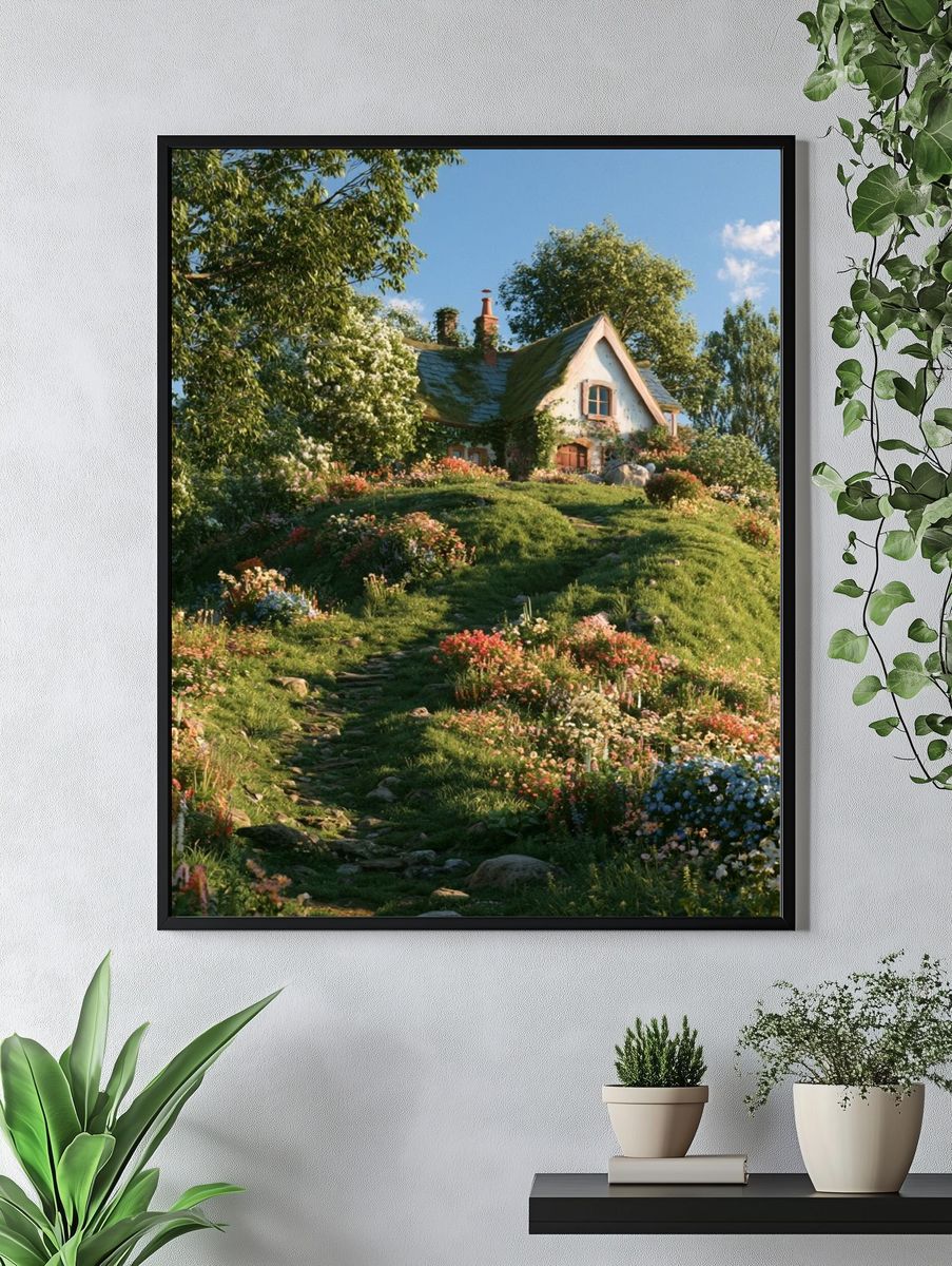 Flower Cottage Garden Photography Poster. — room view 4